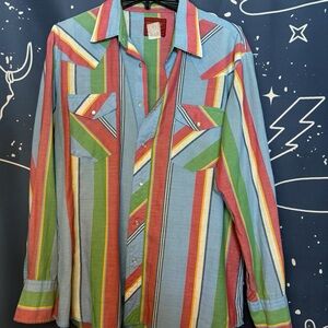 Rustler Colorful Striped Button-Up Shirt